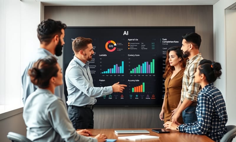 チームでAIエージェントの改善について議論している様子