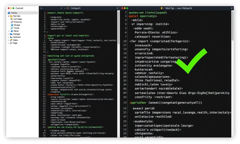 コード比較：Strictルール適用前（左）と適用後（右）