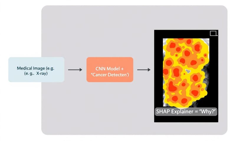 AIが診断の「根拠」を示すワークフローの模式図