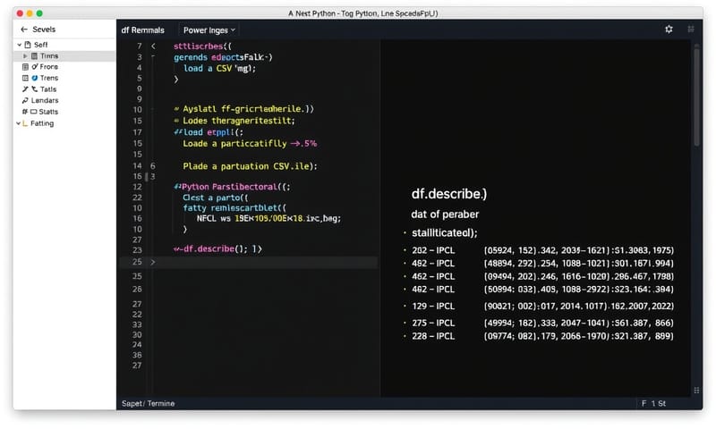 Pandasでデータを読み込んで分析しているコード画面の雰囲気