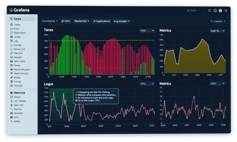 最終的にGrafanaで見えるトレースとログ