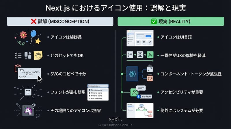 図2：誤解 vs 現実（アイコン運用の終着点）