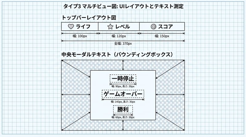 終盤まとめ：トップバーと中央メッセージの描画関係
